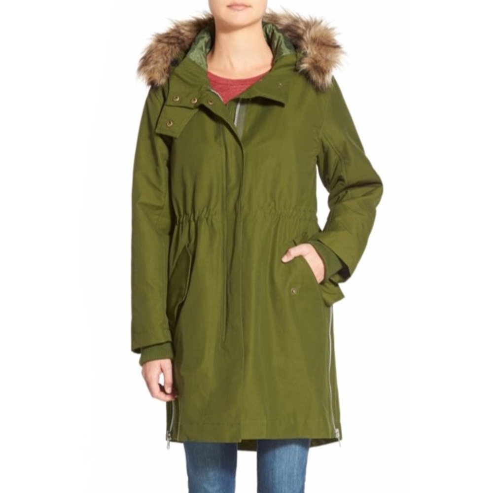 madewell side zip field parka coat green xxs NWT